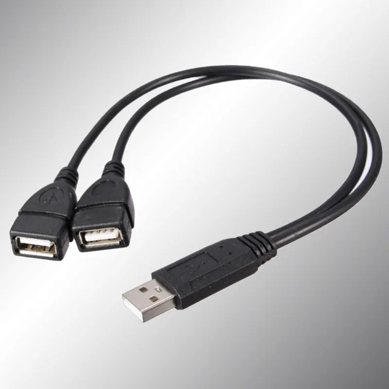 

USB Male To Dual Female Jack One Splitter Two Hub Power Data Cable Lead Cord