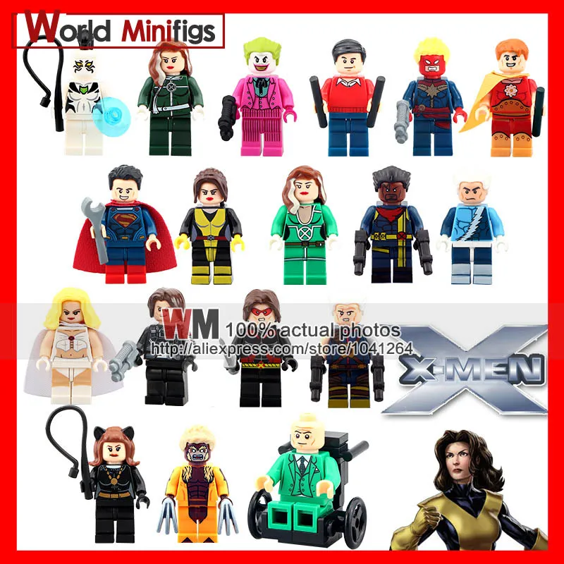 

1PC Big Promotion Building Blocks Super Heroes X-men Professor X Warpath Rogue Shadowcat Sabertooth Cable White Queen Kids