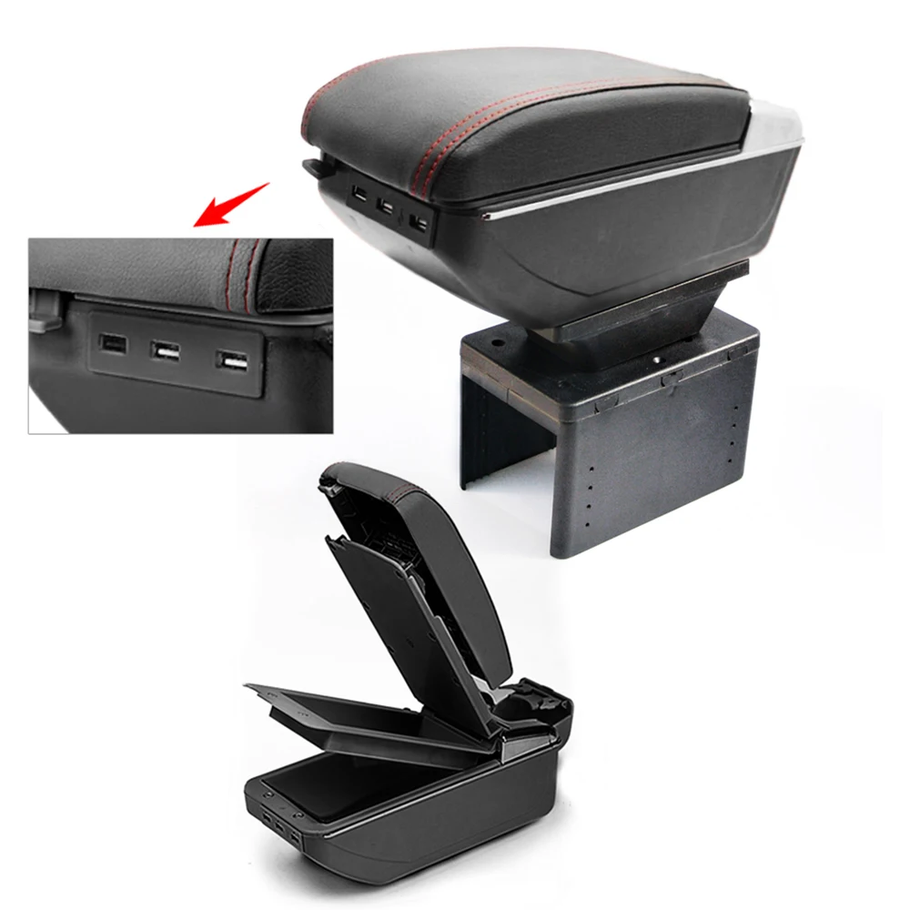 

For Nissan Kicks 2017 Armrest Box With Usb Car Center Storage Box With Cup Holder Ashtray Arm Rest Rotatable Interior Accessory