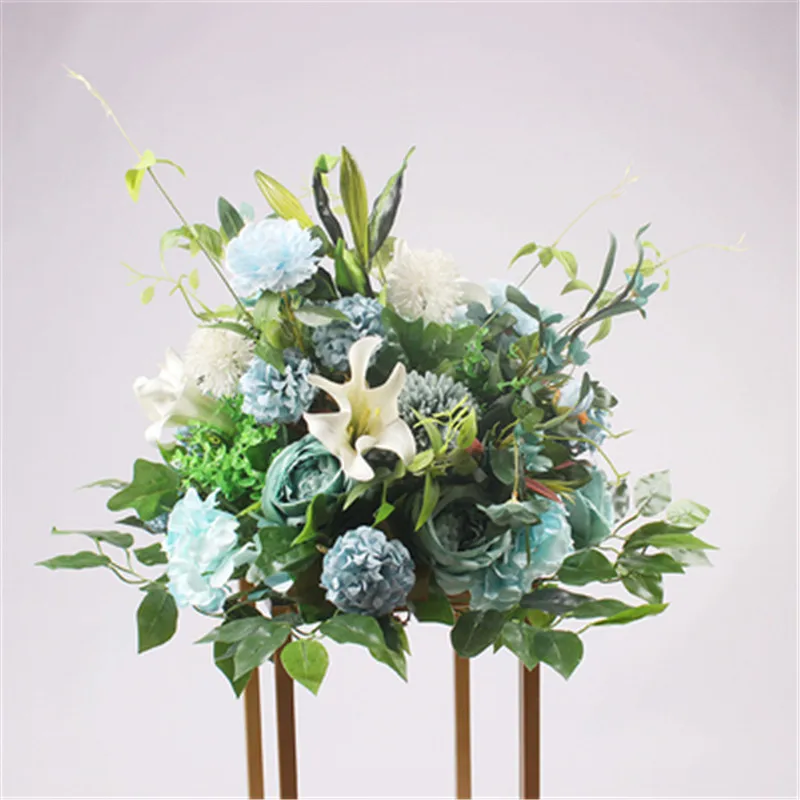 40 см, свадебные, дорожные, свинцовые цветы, шар, духи, лилия, искусственные цветы, шелковые, для свадебной сцены, макет, окно, Т-станция, вечерние украшения - Цвет: Tiffany Blue
