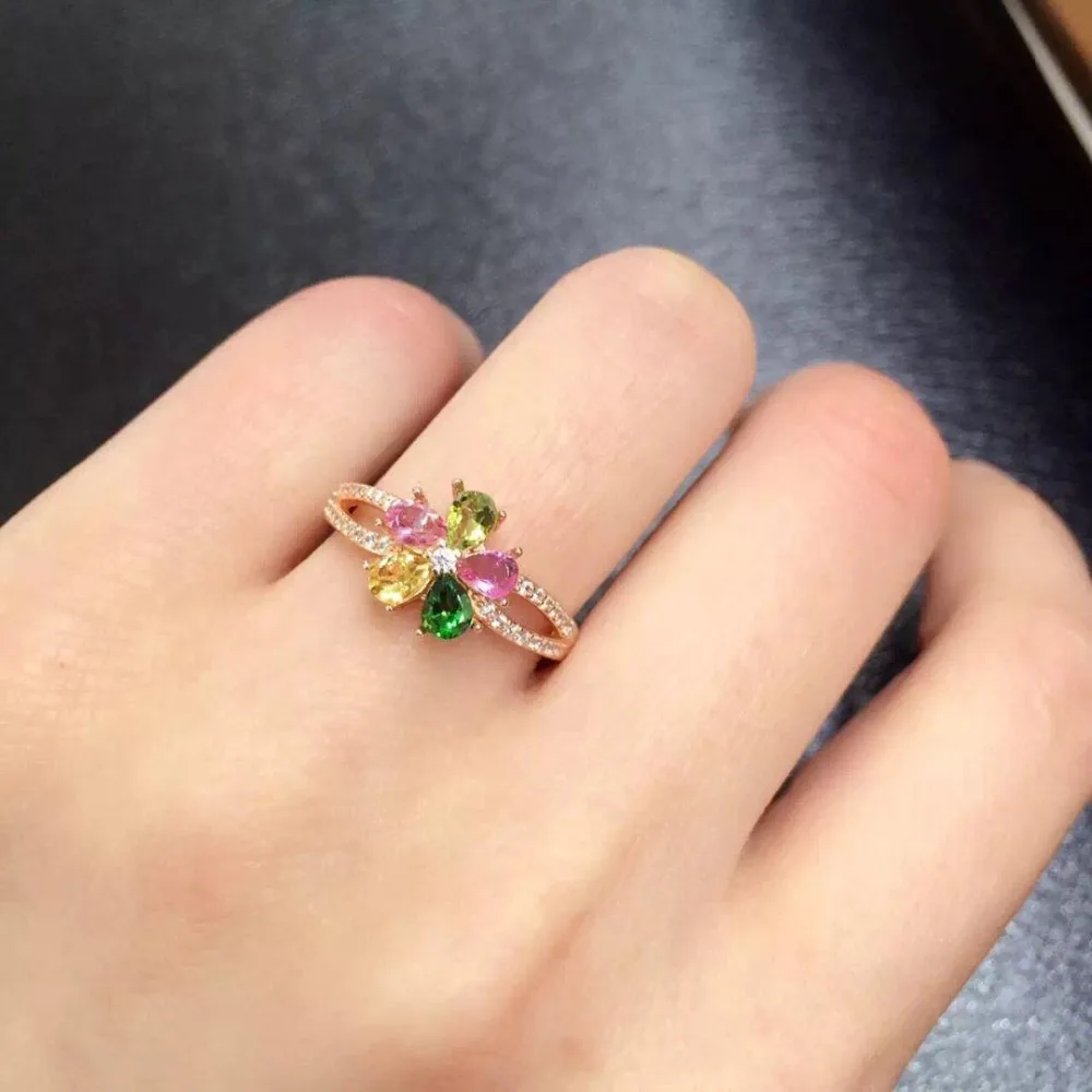 

2017 Qi Xuan_Fashion Jewelry_Multicolor Tourmaline Flower Woman Rings_Solid Sliver Fashion Rings_Manufacturer Directly Sales