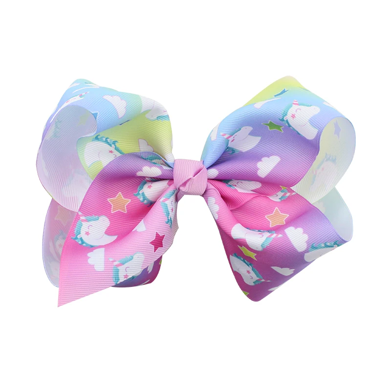 Large Kids Baby Girl Grosgrain Ribbon Flash Bow Clips Rainbow New Design Children Hair Accessories (3)