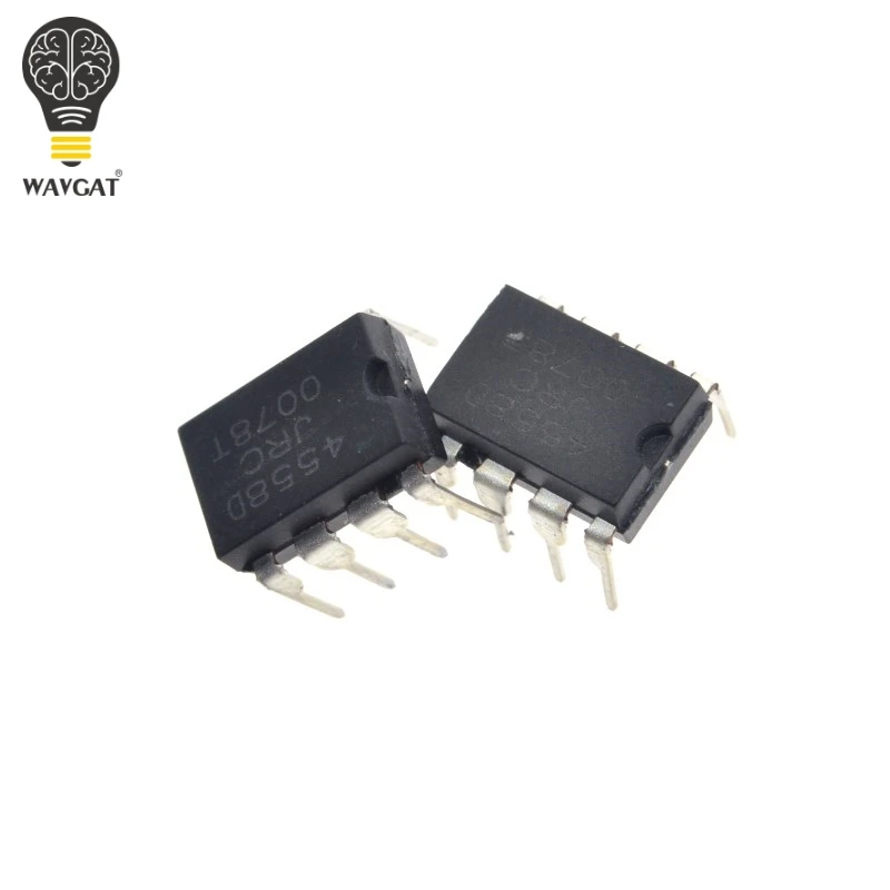 WAVGAT 10 шт. JRC4558 4558 4558D DIP 8 интегральная микросхема двойной операционный усилитель