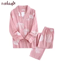 Fdfklak, Повседневная Пижама для женщин, спортивный костюм с длинным рукавом, женская пижама, пижама на весну и осень, хлопковый пижамный комплект, Пижамный костюм
