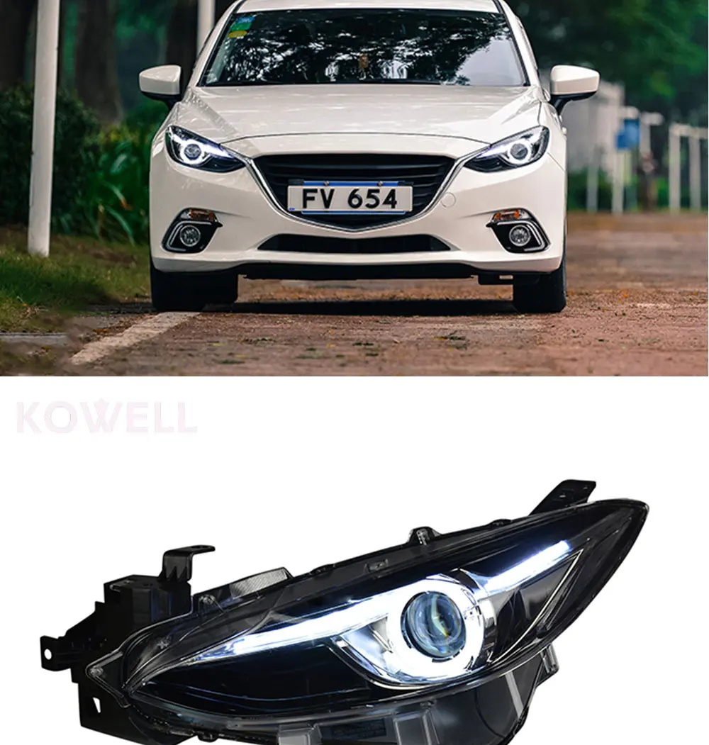 KOWELL, автомобильный Стайлинг для Mazda 3, фары, новинка, Мазда 3, Axela, светодиодный фонарь,, DRL, биксеноновые линзы, высокий, низкий луч, для парковки