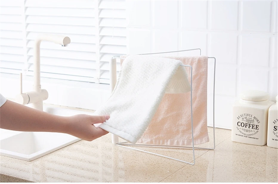 Iron Bathroom Towel Holder Kitchen Dishcloth Storage Rack Sink Washing Cleaning Cloth Drain Shelf Organizer1