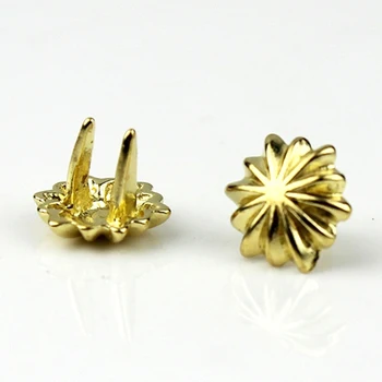 

10Pcs High Quality Solid brass chrysanthemum prong conchos staples for leather bracelet belt decor Bag Strap Snap Hook 11mm/13mm