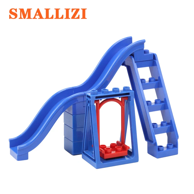 Us 8 48 33 Off Playground Big Building Block Spare Parts Compatible With Duplo Accessories Ferris Wheel Tricycle Swing Slide Seesaw Bricks Toys In