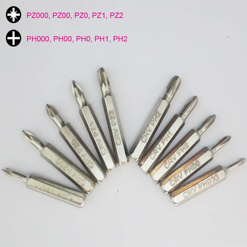 Новинка набор бит для отвертки включая PZ000 PZ00 PZ0 PZ1 PZ2 PH000 PH00 PH0 PH1 PH2 Pozidriv и Phillips Bits 10