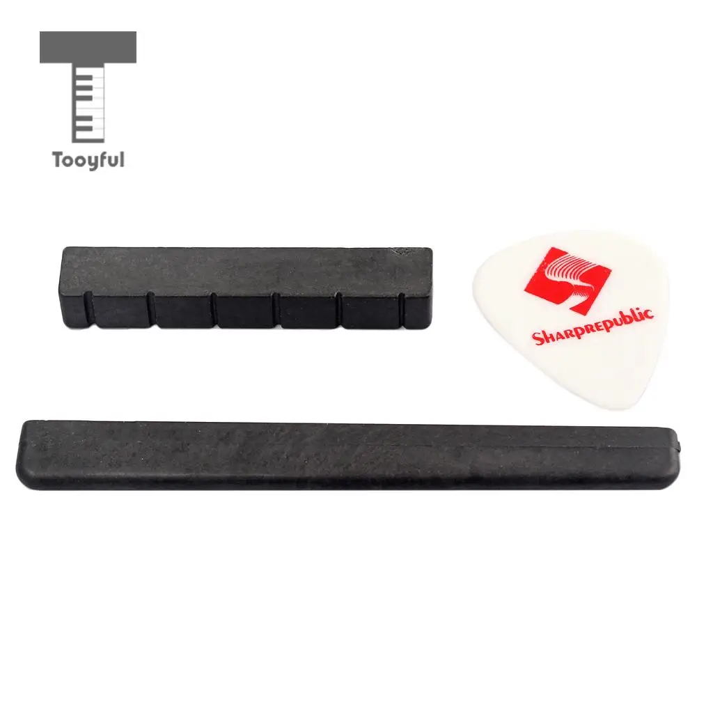 Tooyful Set of Plastic Nut Slotted & Bridge Saddle with Pick for Classical Classic Guitar Musical Instrument Parts Accessories