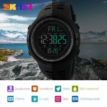 SKMEI – montre-bracelet numérique étanche pour homme, accessoire de sport, avec compte à rebours, Double alarme, Chrono
