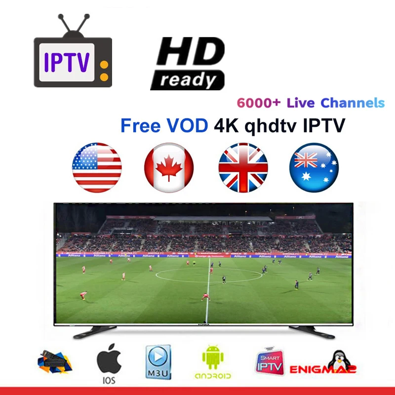 IP ТВ подписка 6000 live free VOD тест iptv-канал 4 k HD французский итальянский