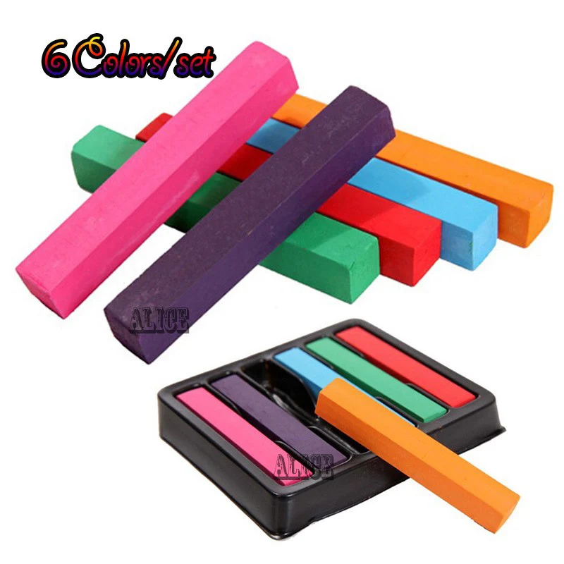 Temporary Hair Chalk Color Chalk 6 Colors Hair_Chalk_Powder Pastel Blue Hair Dye Giz Pastel Hair Chalk