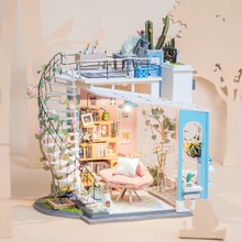 Robud DIY деревянный кукольный дом наборы для кукольного домика миниатюрный с мебели игрушки для детей подарок для девочки