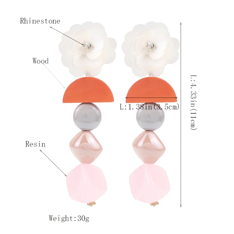 MANILAI Bohemia Resin Statement Dangle Earrings Charm Rhinestone Flowers Drop Earrings For Women Trendy Wedding Jewelry