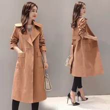 Корейский стиль Новая Осенняя Женская ветровка средней длины длинный рукав ремень пальто тонкая элегантная одежда Весенняя женская куртка
