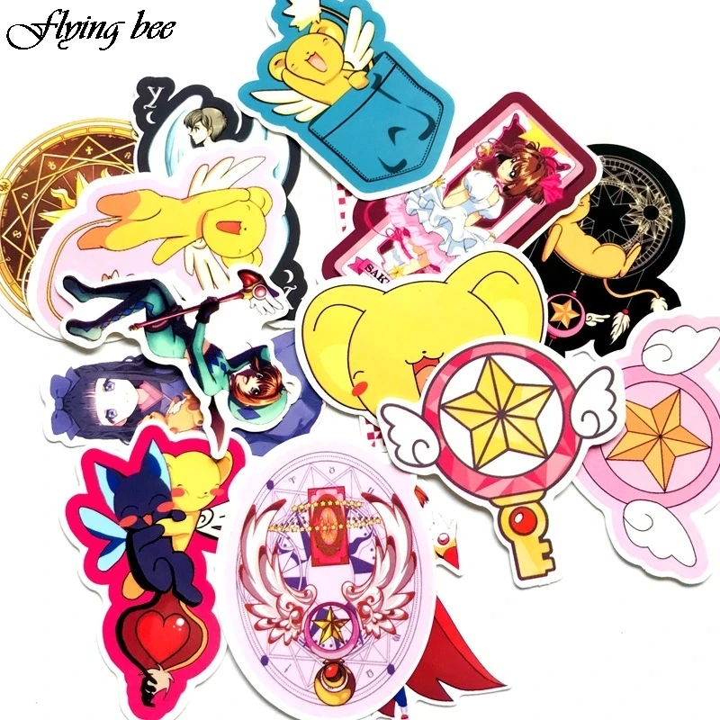 

Flyingbee 15 Pcs Girl Cartoon Stickers Cardcaptor Sakura Scrapbooking Sticker For Laptop Luggage Fridge Styling Sticker X0061