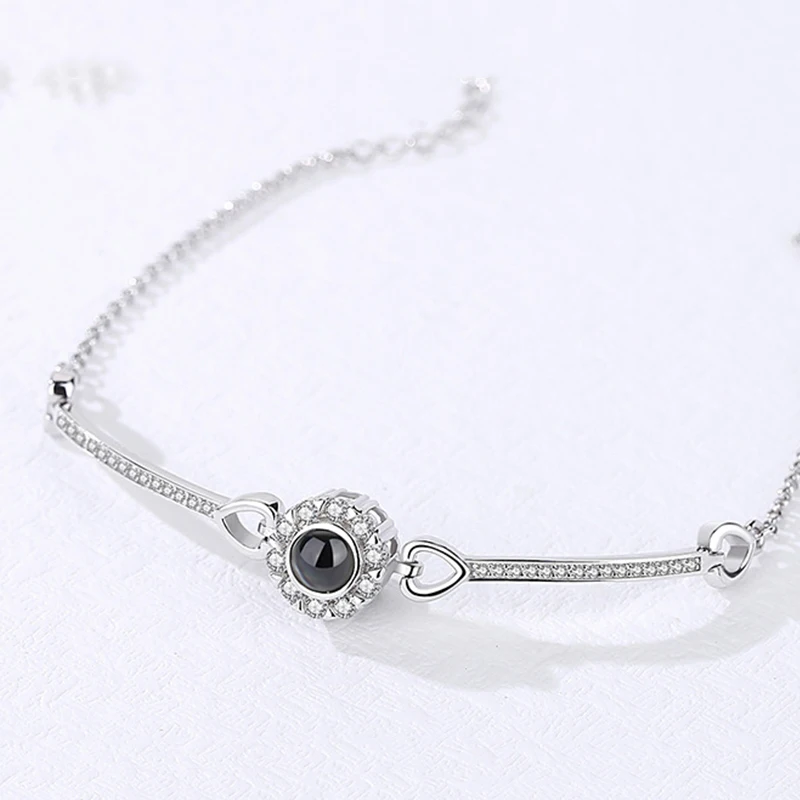 Женские браслеты Love Angel Eye из стерлингового серебра S925 пробы на 100 языках с