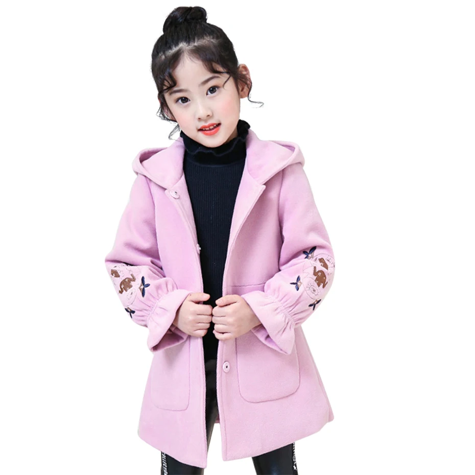 

Girls Coats Outerwear Flower Embroidery Jacket Girl Children Long Sleeve Jacket Kids Teenage Girls Clothes 6 8 10 12 13 14 Year