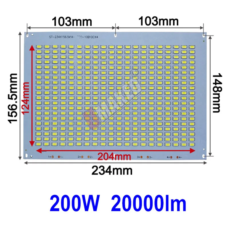 Полный Мощность светодиодный floodling PCB 10 Вт 20 Вт 30 Вт 50 Вт 70 Вт 100 Вт 200 Вт SMD5730 СВЕТОДИОДНЫЙ печатной платы, Алюминий пластина для Светодиодный прожектор - Испускаемый цвет: 200W 234x157mm