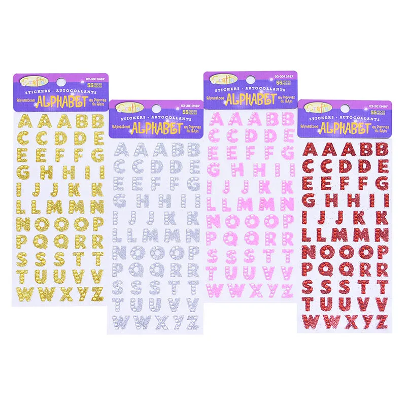 1 Sheet Glitter Alphabet Letter RhinestonesStickers Self Adhesive Gold/silver Words Stick On Scrapbooking DIY Handmade Book Deco