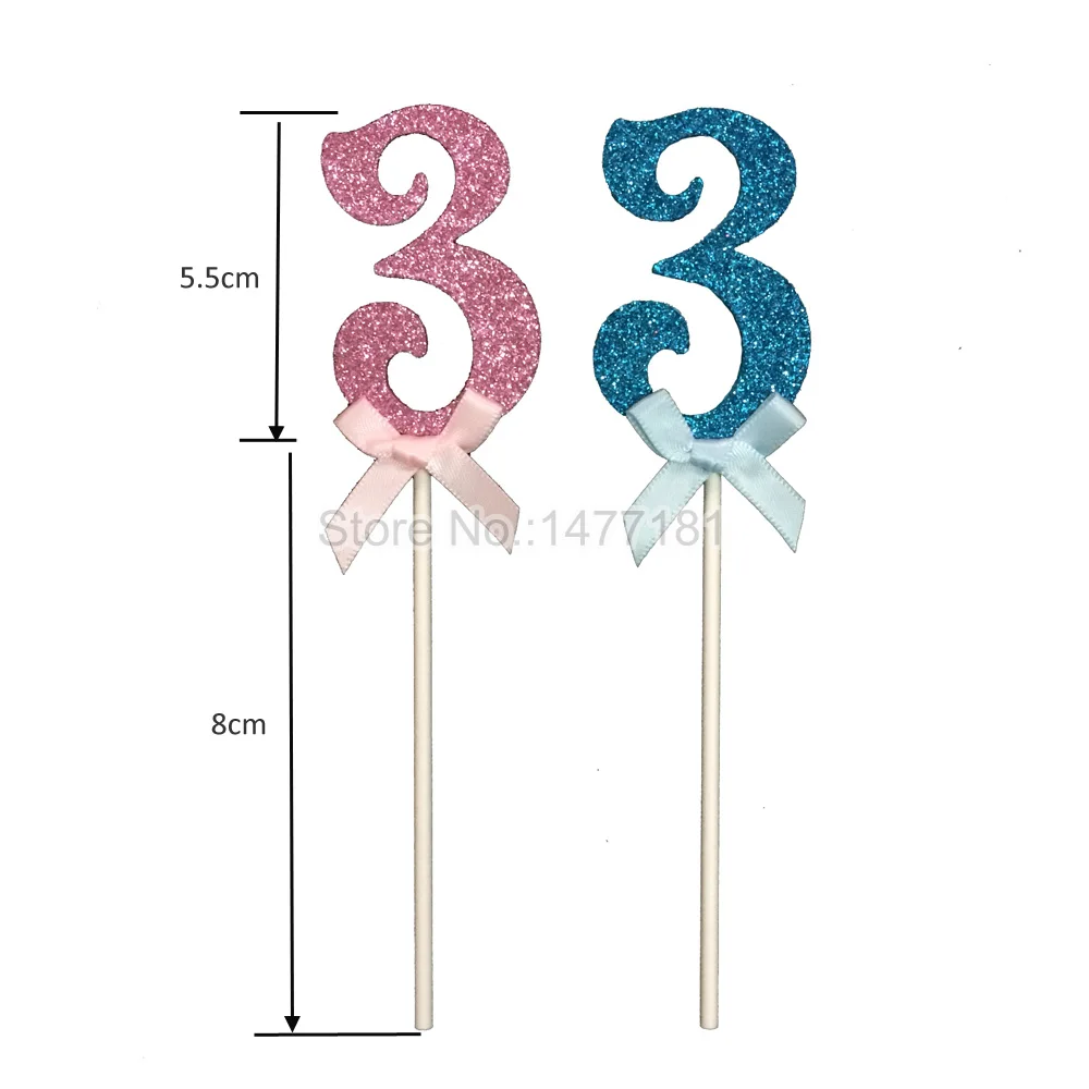 2 Number 3 cupcake pick 2 years birthday cupcake topper