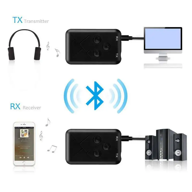 Беспроводной адаптер с Bluetooth 4,2 Jack 3,5 мм преобразователь звука приемник 2 в 1 для стерео наушники стерео, для мобильного телефона