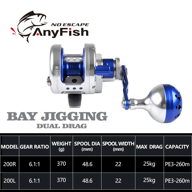 100% оригинальная Рыболовная катушка для джиггинга ANYFISH BAY передаточное число 6 1: 1