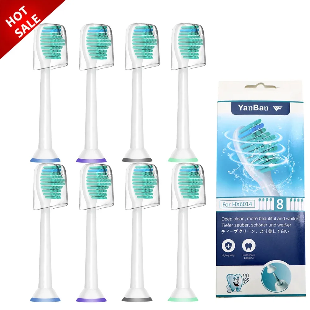 8 шт./лот Замена Зубная щётка головки с крышкой для Philips Sonicare HX6530 HX9340 HX6930 HX6710 HX9140 HX6921 HX6930 HX6932