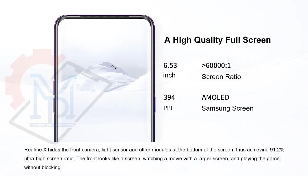 Мобильный телефон Realme X, 6,35 дюймов, AMOLED экран, 4 Гб ОЗУ, 64 Гб ПЗУ, Восьмиядерный процессор Snapdragon 710, 3765 МП, мАч, смартфон Super VOOC