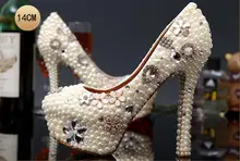 Pearl wedding shoe Women’s fashion pumps sexy high heels shallow mouth shoes Crystal women Pumps lady party shoes