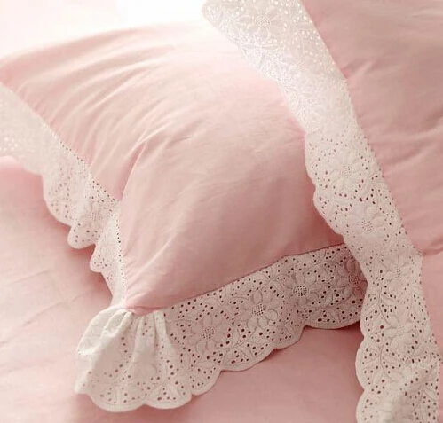 Роскошная наволочка с кружевным краем и розовым цветком для девочек, хлопковая, французская элегантная, пасторальная, для принцессы, домашний текстиль