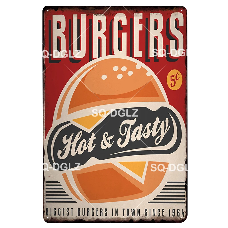 [SQ-DGLZ] лучший гамбургер жестяная вывеска бургер& фри настенный декор сэндвичи металлические поделки живопись таблички художественный плакат - Цвет: 1272