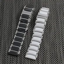 20mm 22mm Black New Mens Metal with Ceramic Watch Band Stainless Steel Bracelets For Smart Watch