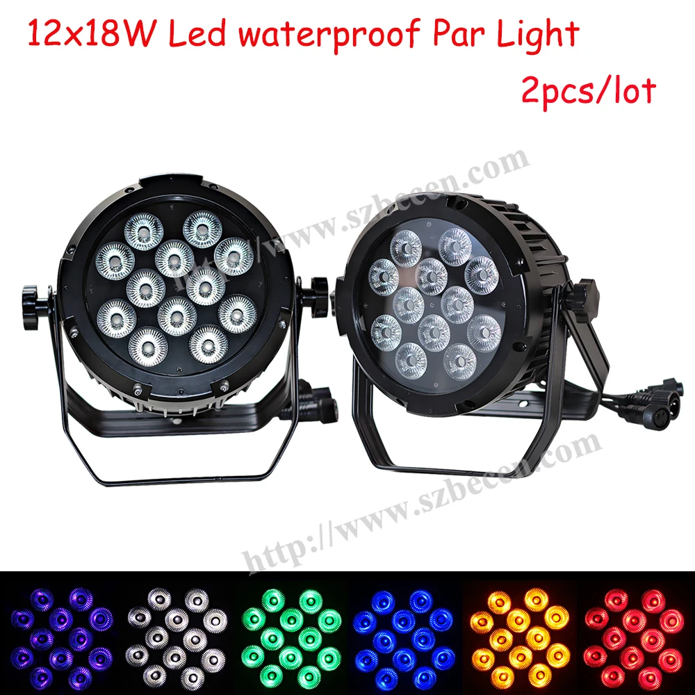 Buy 2pcs IP65 12 x 18w rgbwa uv 6in1 flat led disco
