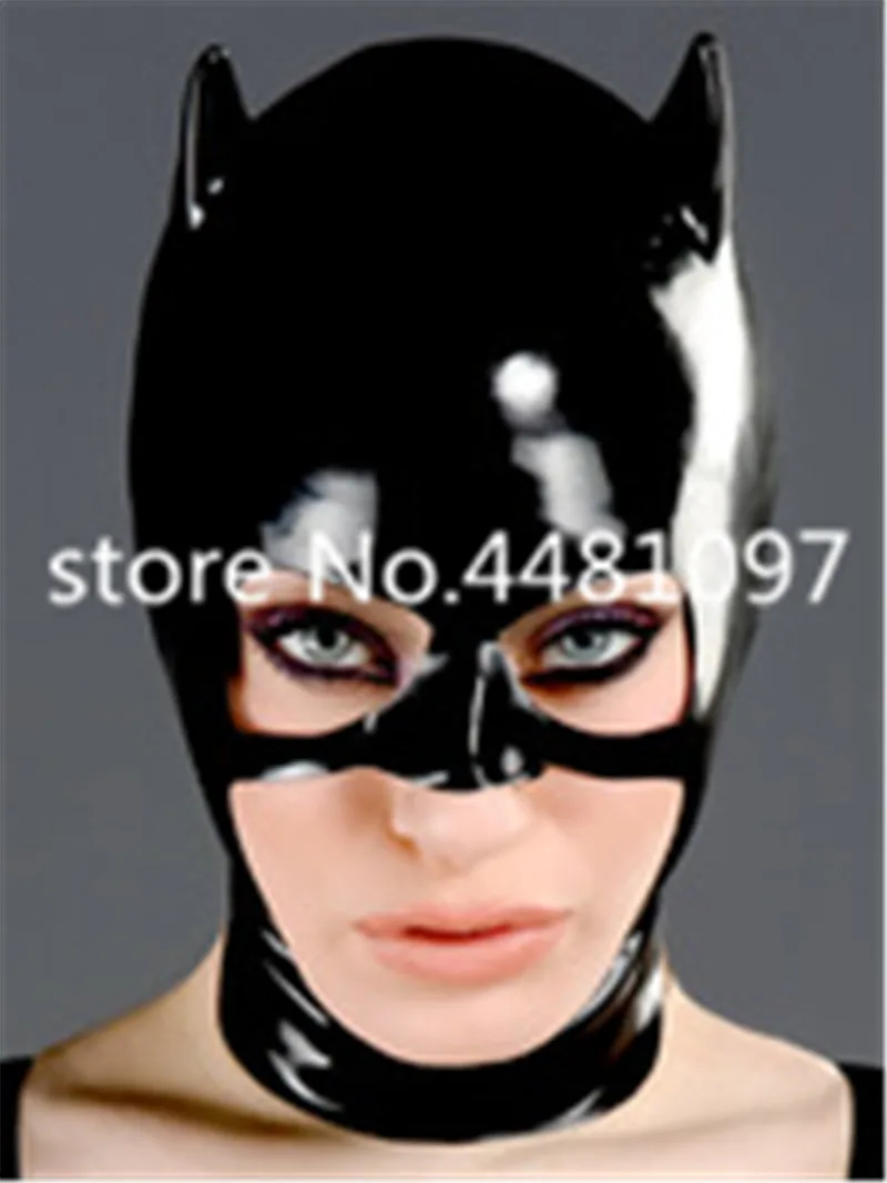 

Sexy Exotic Accessaries latex Hoods cosplay cat woman fetish mask rubber mask for adult back zip custom made XS-XXL