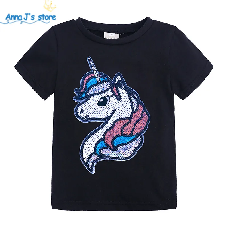 

Hot Summer Cartoon colours sequins girls T-shirts kid fashion t shirt children tops clothes 2-7Y paillette girls Tee ZX385
