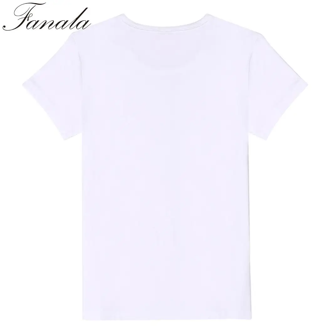 Белые Повседневные шеи экипажа Slim Fit женская футболка с короткими рукавами милые