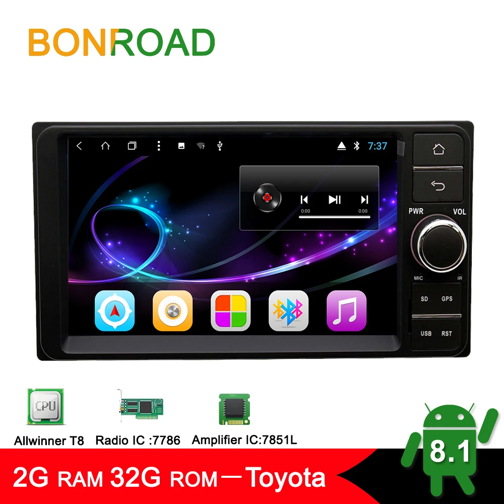 Bonroad 8 ядерный Android 8.1.0 Ram2G Rom32GB 7 дюймовый автомобильный видеоплеер для Toyota Corolla