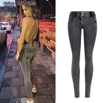

HITOM PRINCESS Stretch Push Up Jeans For Women Skinny Pencil Denim Pants Women Jeans Vintage Low Waist Sexy Jeans Woman Trousers