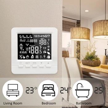 

Programmable Smart WiFi Thermostat for Water/Gas Boiler Heating Floor Echo Alexa Voice Control Room Temperature Controller