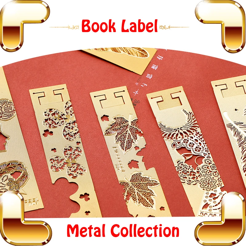 

New Arrival Gift Book Label 3D Metal Model Marker Alloy Bookmark Collection Golden Luxury Present Toy Steel Scene Flower Pattern