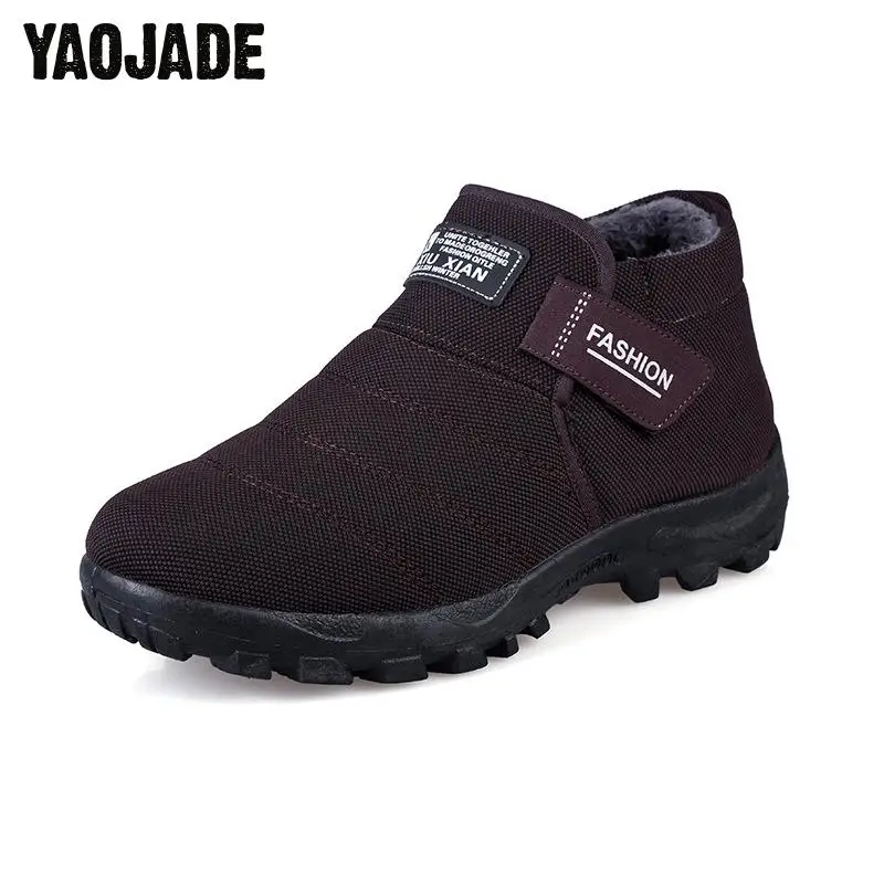 

Winter Men's Ankle Boots Comfortable Increased Snow Boots Man Non-Slip Flats With Plush Men Warm Cotton Shoes