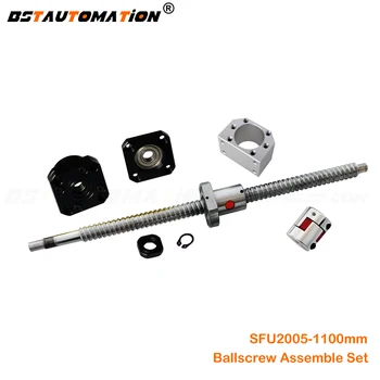 

End machined ballscrew SFU2005 1100mm ballnut Housing FK15 FF15 Bearing Support Motor shaft coupling RM2005 Ball screw
