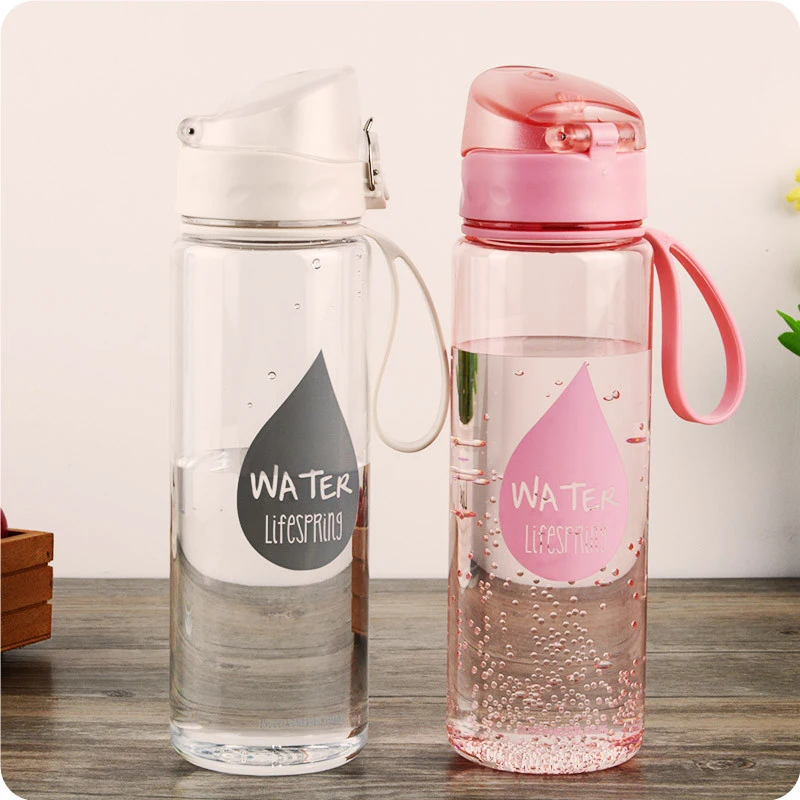 

500ml New Plastic Convenience Sports Water Bottles Lovers General Vehicle Leakproof Automatic Buckle Water Bottle