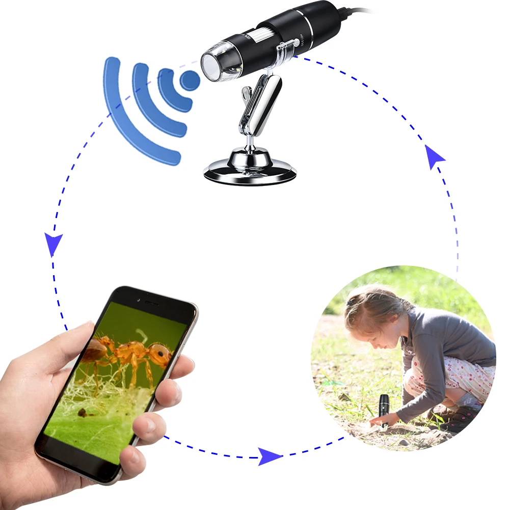 1000X/1600X Wifi/USB микроскоп цифровой Лупа камера 8LED w/Подставка для Android IOS iPhone iPad
