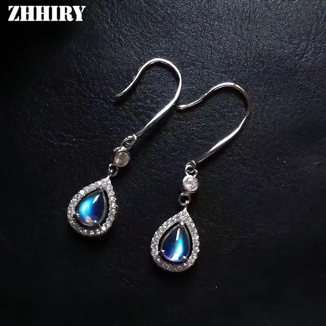 zhhiry natural moonstone gemstone 925 sterling silver drop earrings