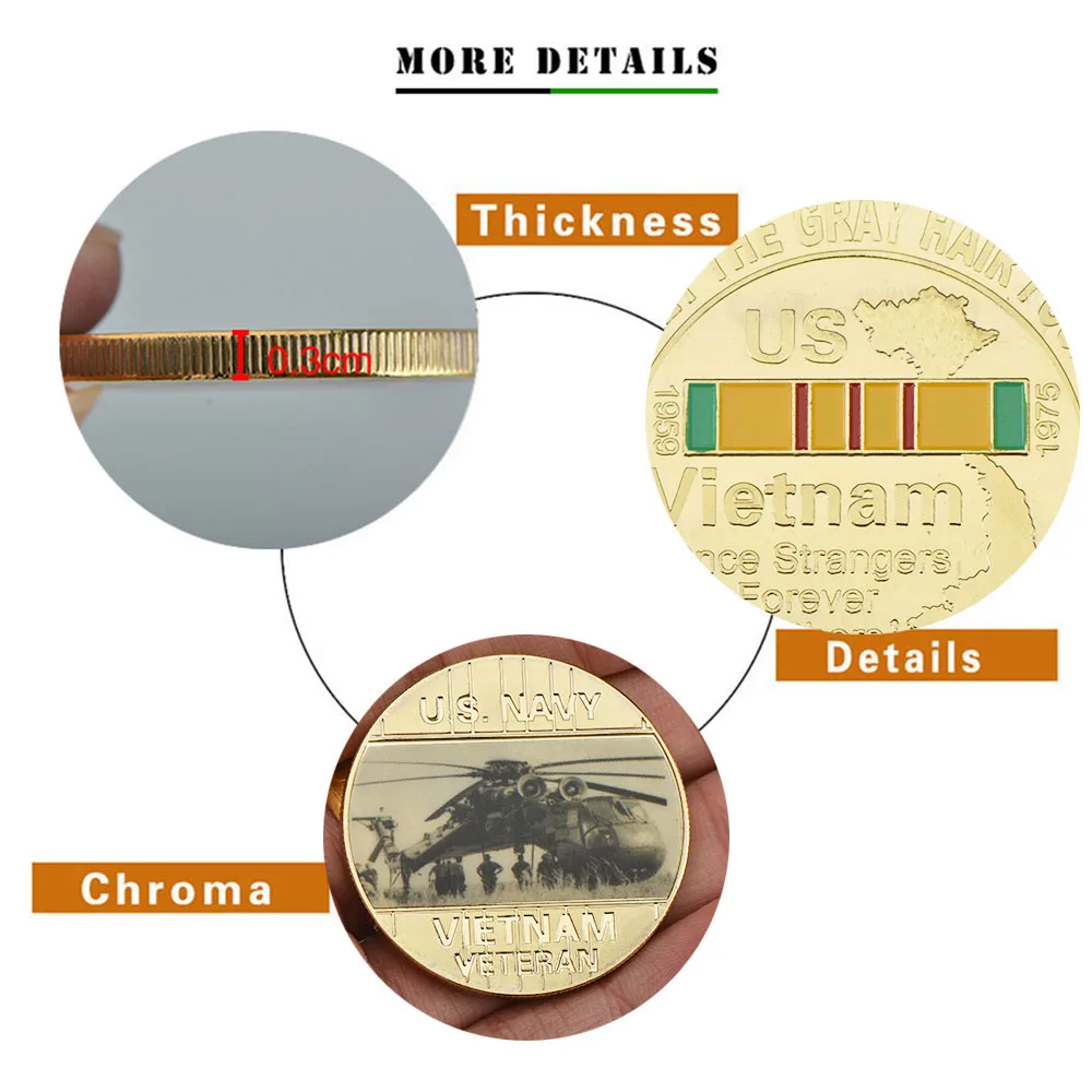 WR 1959-1975 США Вьетнам битва позолоченное коллекционирование монет Вторая мировая война вызов монеты подарок на год для мужчин Прямая поставка