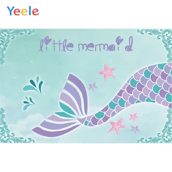

Yeele Baby Girl Party Mermaid Tail Starfish Painting Photography Background Customized Photographic Backdrops For Photo Studio