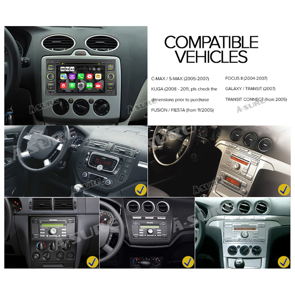 Top A-Sure 2 Din Car Auto Radio GPS DVD Player Navigation For Ford Transit Focus Galaxy S-Max C-Max Fusion Fiesta SWC Bluetooth DVD 3